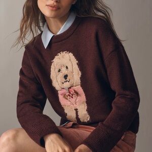 Anthropologie Maeve Dog Icon Sweater